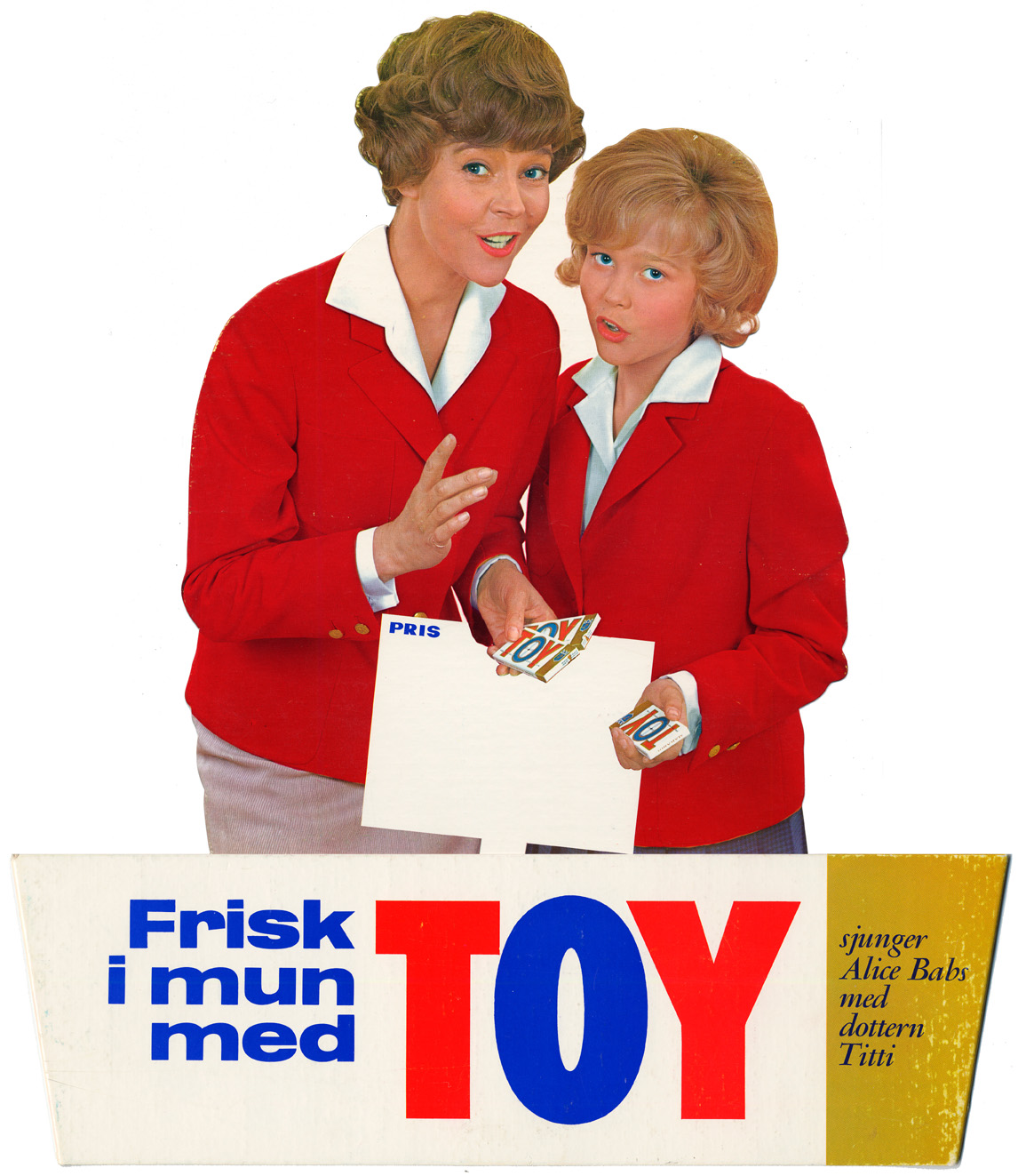 Alice Babs och dottern Titti Sjöblom i en svensk annons, 1960. Stockholms Företagsminnen, public domain. Alice Babs och dottern Titti Sjöblom i en svensk annons, 1960.